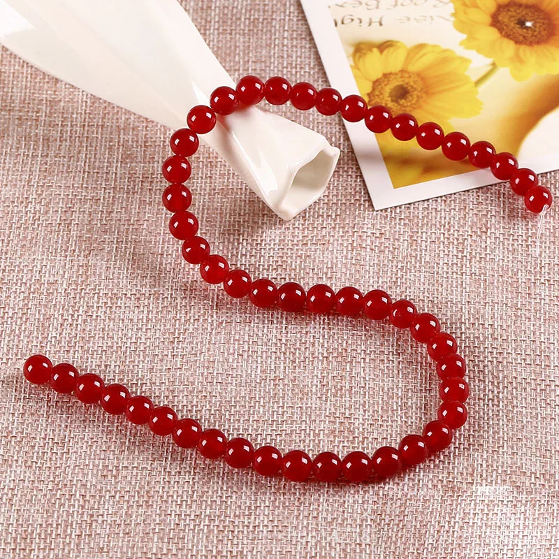 1strip Natural Stone Beads 4/6/8/10/12/14mm Round Red Crystal Quartz Loose Beads DIY Fashion Jewelry Findings Components