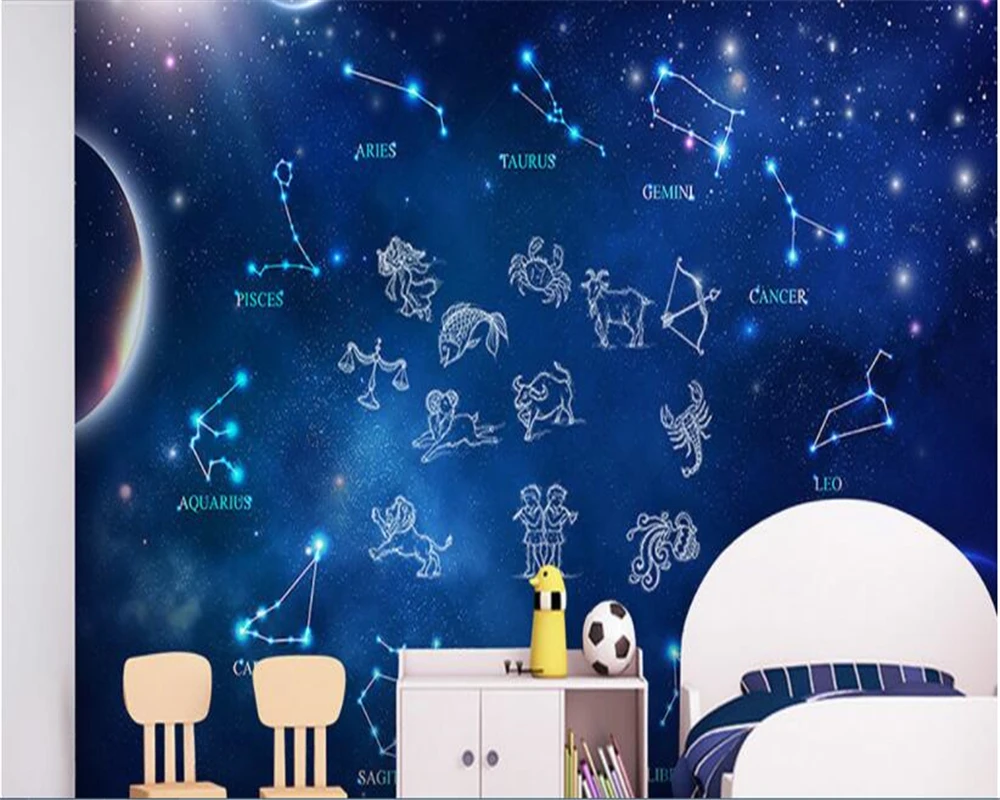 beibehang wallpaper papel de parede Twelve star constellation colorful children\'s room wall papier peint wall paper bebang