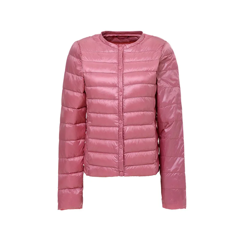 Chaqueta De plumón ultraligera para Mujer, Parka lisa con cuello levantado, De colores caramelo, para invierno, JK-700