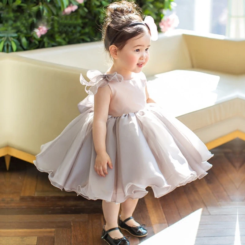 IYEAL Glitz Children Baby Girl Dress Ball Gown Bow Belt Baptism Dress for Girl 1-8 Years Birthday Wedding Party Christening Gown