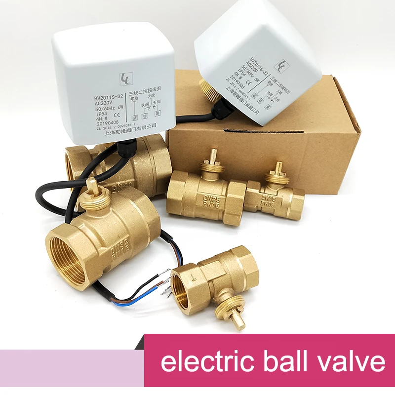 

AC220V DN15(G1/2"-Inch) to DN50(2") 2 way 3 wires brass motorized ball valve/ electric actuator motor operated brass ball valve