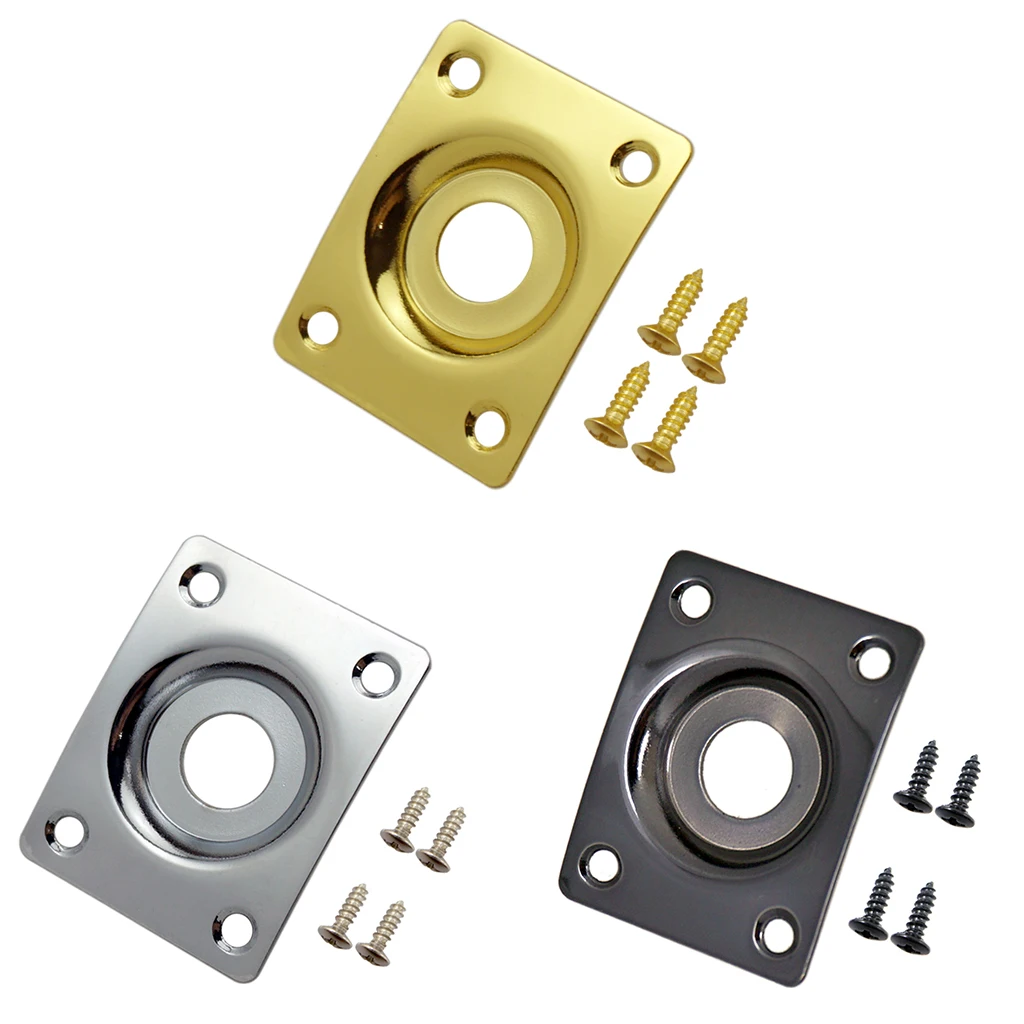 3 pcs Universal Electric Guitar Jack Base Output Socket Plate Rectangle Guitar Parts for Most Common Guitar Base