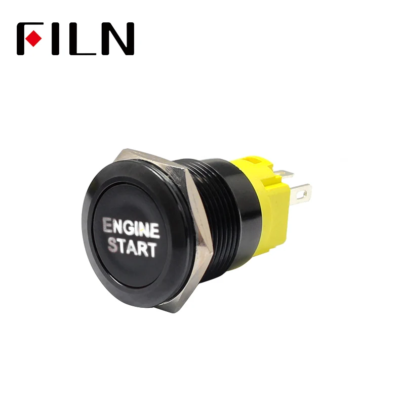 19mm 12v LED black shell metal push button switch dashboard custom ENGINE START symbol C40 car racing switch