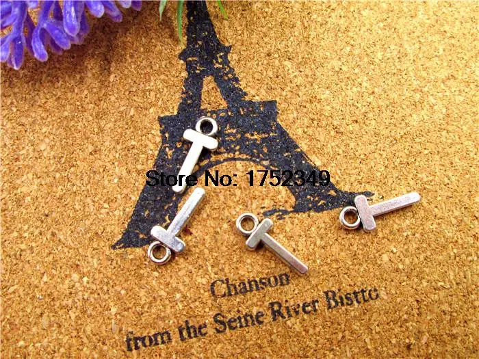 25pcs-- letter t charms, Antique Tibetan silver  letter t charm Pendants Jewelry Making  16x7mm