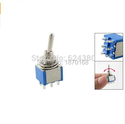 10 Pcs/Lots MTS-202 AC 250V/3A 125V/5A ON/ON 2 Two Position DPDT 2P2T DP2T 2PDT Toggle Switch Lock 6 Pin 6mm Threaded Mounting