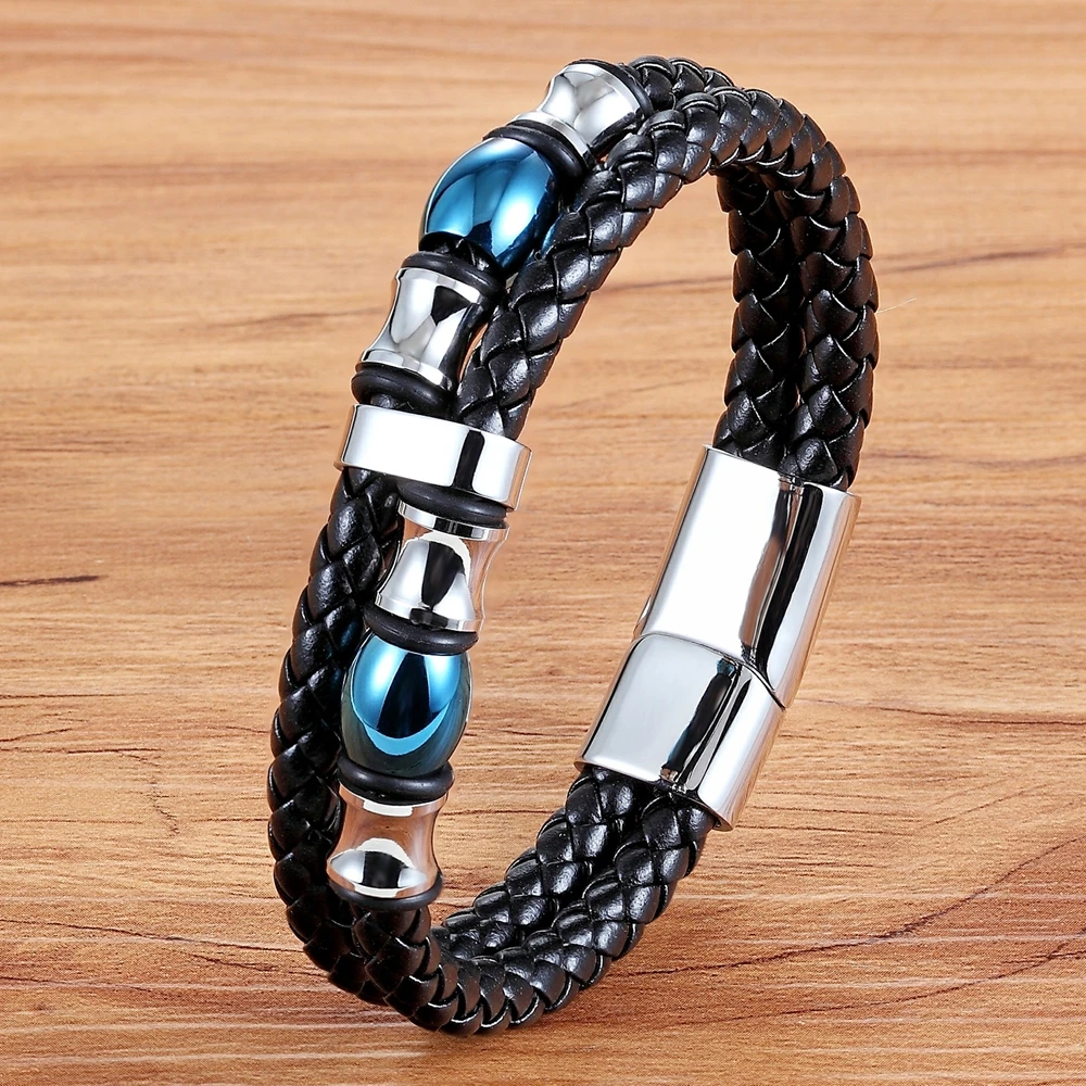 TYO Special Design Double Layer Genuine Leather Bracelet For Men Women Commemorative Significance Jewelry For Birthday Gifts