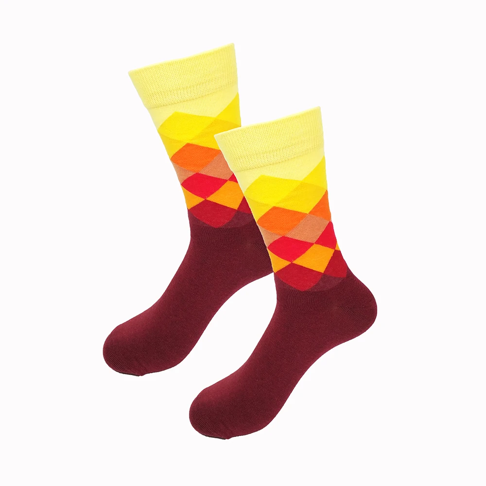 Male Tide Socks Gradient Color Paragraph Style Cotton Men\'s Knee High Business Socks EUR36-43