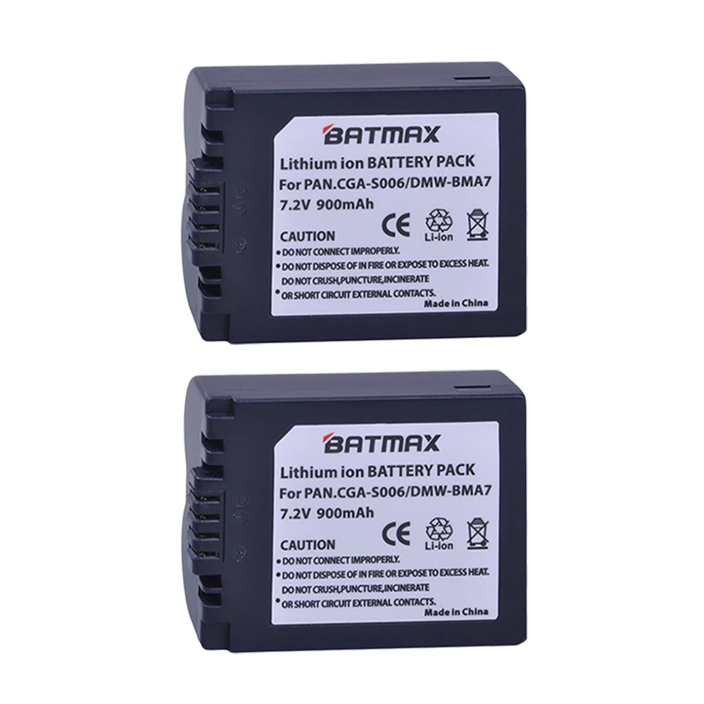 2Pcs CGA-S006 S006A DMW-BMA7 Battery for Panasonic DMC FZ7 FZ8 FZ18 FZ28 FZ30 FZ35 FZ38 FZ50 SLR