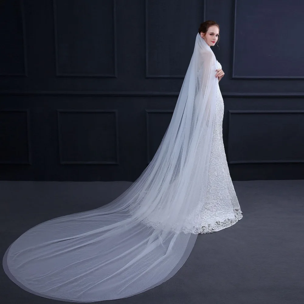 Cheap  Wedding accessories 3 M Long Wedding Veils Fast Shipping Voile mariage Luxury  Velos de novia  In Stock