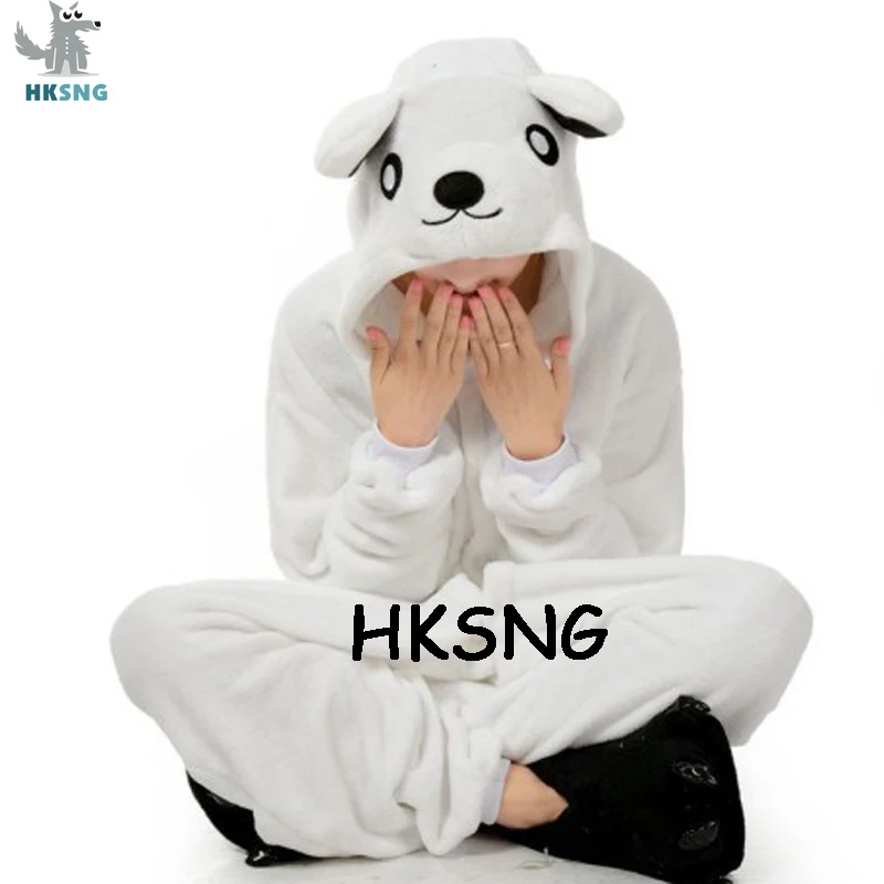 

HKSNG New Adult Animal Polar White Bear Onesies Kigurumi Fleece Pajamas Cartoon Cosplay Costumes Jumpsuits Christmas Gift Kigu