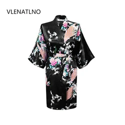 Kimono de seda para dama de honor, bata de baño de satén, larga, Sexy, para verano, 2015