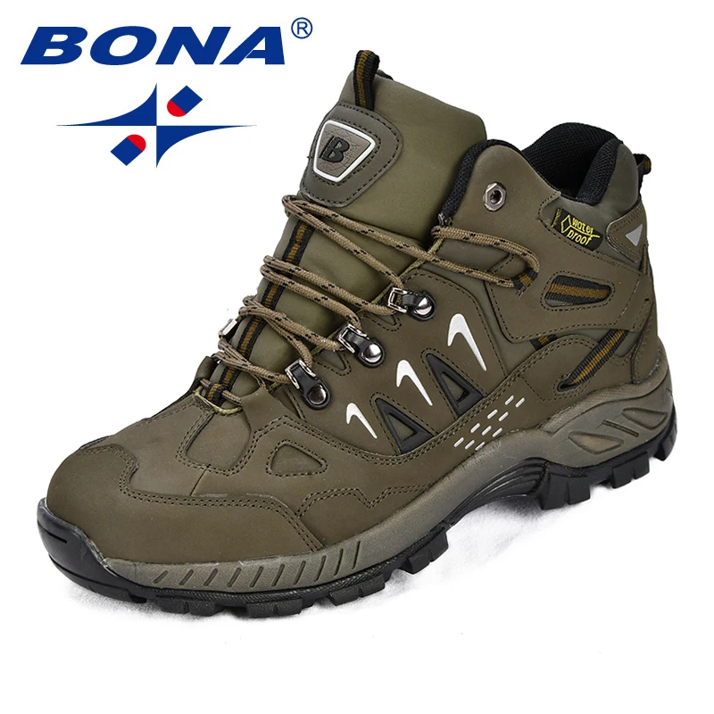 BONA New Classics Style Men Hiking Shoes Action Leather Men Athletic Shoes Lace Up Outdoor Men Jogging Sneakers