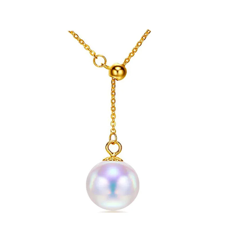 

Sinya Trendy Multifunctional Natural Pearl Pendant 18k Au750 Gold Necklace Women Girls Lover Y Style Adjustable Chain