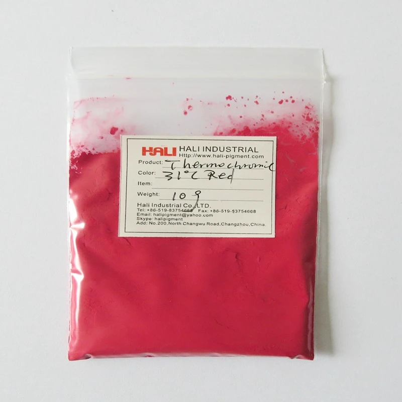 Thermochromic pigment hot sensitive pigment temperature active pigment color:red activate temperature:16C,22C,31C,33C,45C,60C.