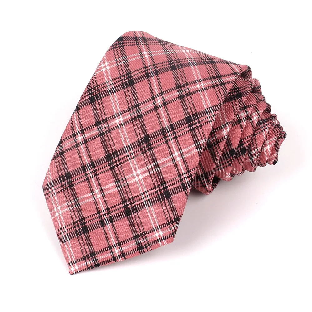 Red Plaid Ties For Men Skinny Men Neck Tie For Wedding Business Casual Check Neckties Classic Suits Slim Neck Ties Gravatas