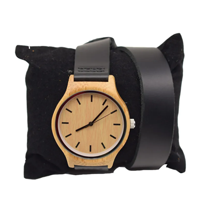 

Newest Fashion Womens Leather Bamboo Wooden Watches With Long Geunine Leather For Christmas Gifts