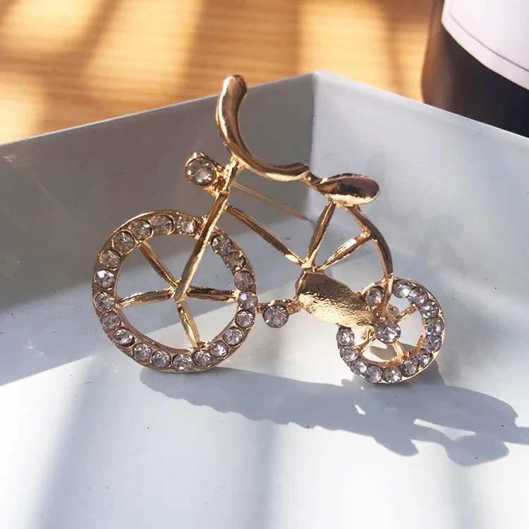Fashion Personality Crystal Bicycle Brooch Men And Women Gift Fashion Suit Accessories Needle Bride Brooch For Women