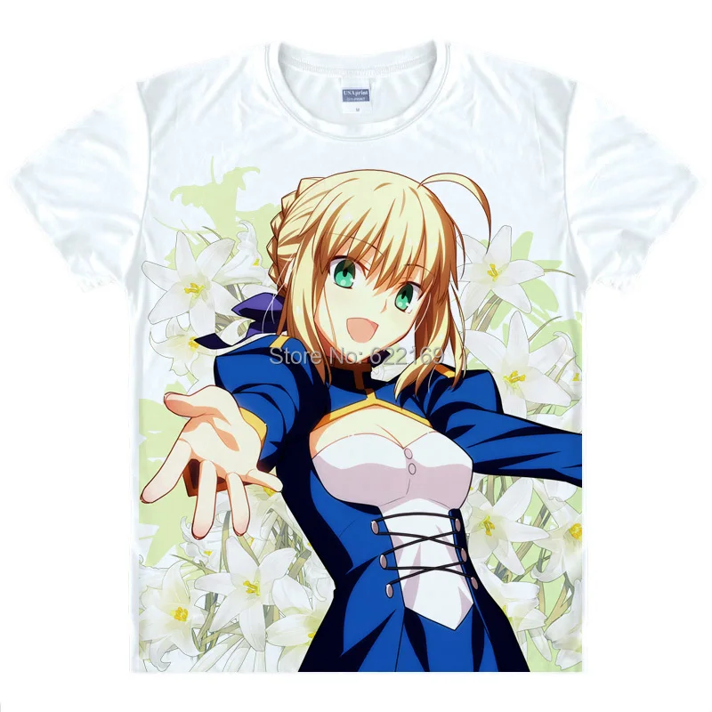 Saber Fate stay night Fashion Men's Unique Anime T-shirt 3d Print Short Sleeve Casual Cosplay T Shirt Camisetas Masculina