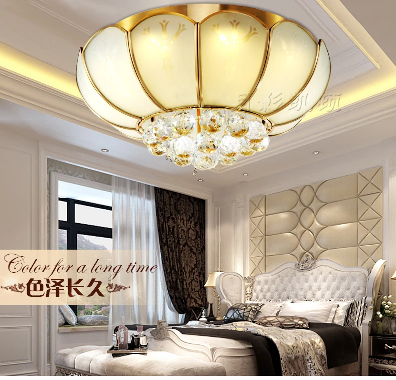 European led ceiling lamps crystal lamp K9 romantic copper lighting lamp warm the bedroom living room corridor light ya74