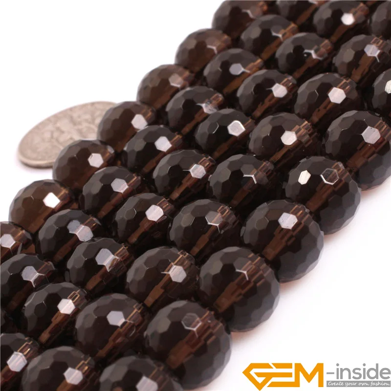 AAA Grade Faceted Dark Brown Smoky Quartzs Beads Selectable Size 4mm to 14mm Natural Stone Beads DIY Beads For Jewelry Making