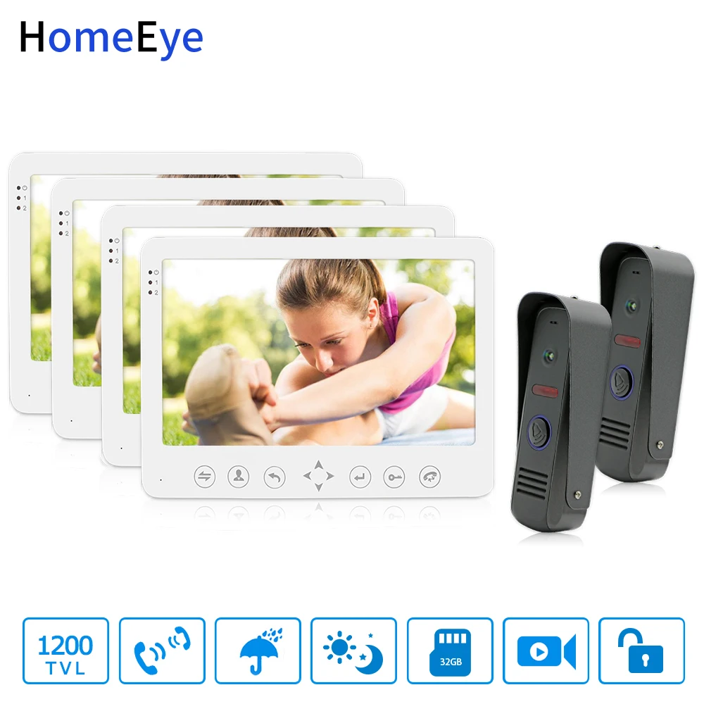 

HomeEye Video Intercom System 7'' Video Door Phone Doorbell Motion Detection Video Record Unlock Electronic Lock Home Protection