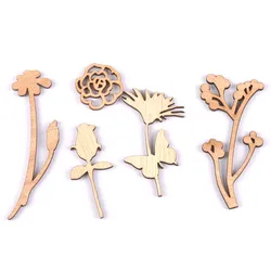 10Pcs Unfinished Wood Slices Flowers And Plants Wooden Home Decoration DIY Crafts Handmade Accessory Scrapbooking Ornament m1849