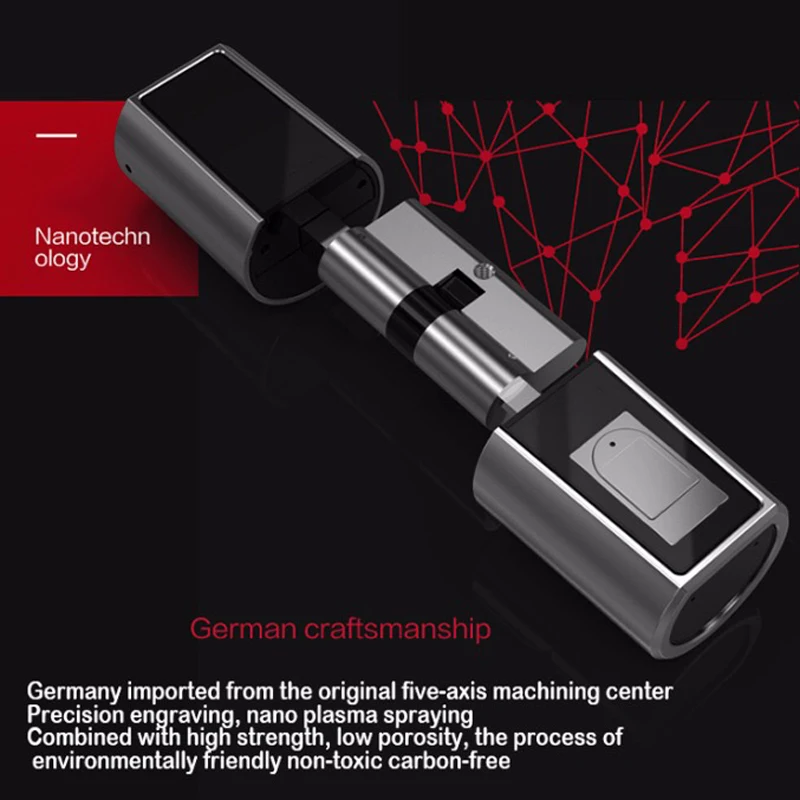 2026 New Version L5SR-Plus Home Intelligent Smart Cylinder Bluetooth Electronic Fingerprint Cylinder Digital Door Lock