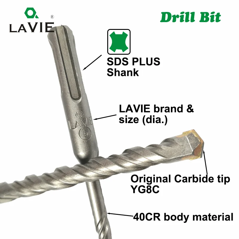 10pc 4 5 5.5 6 6.5mm Electric Hammer SDS Plus Drill Bits Set 110mm Concrete Wall Brick Block Masonry Hole Saw Drilling