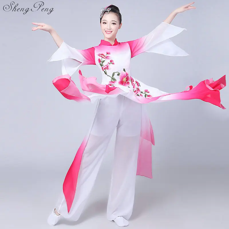 

New Fan Dance Clothing Classical Clothes Yangko Dance Costumes Chinese Folk Dance Costumes Q370