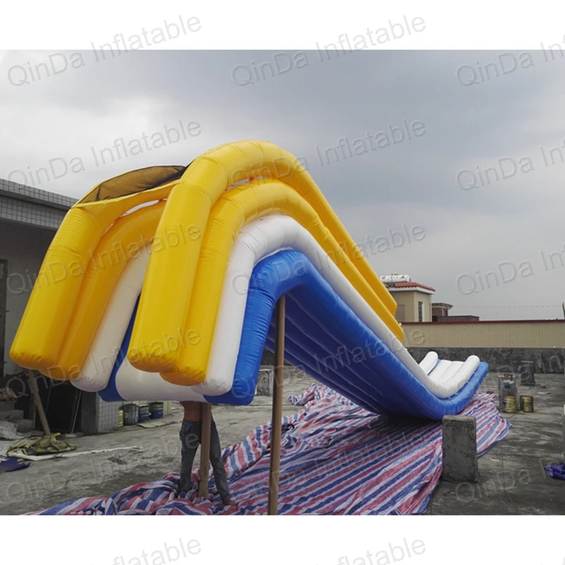 0.9mm Giant Adult Inflatable Floating Water Slide On Sea , Yacht Inflatable Water Slide For Lake Boat