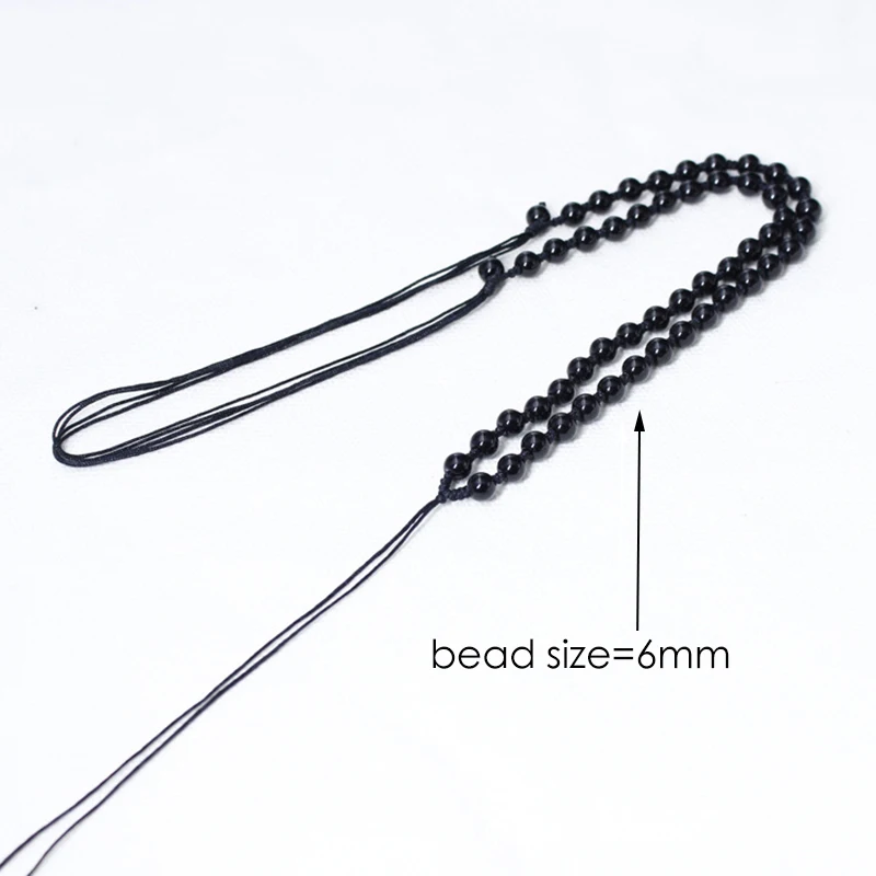 Black Obsidian 6mm Beads Necklace For Pendant Natural Stone DIY Lucky Beads Chain Necklace Jewelry Accessories For Men/Women