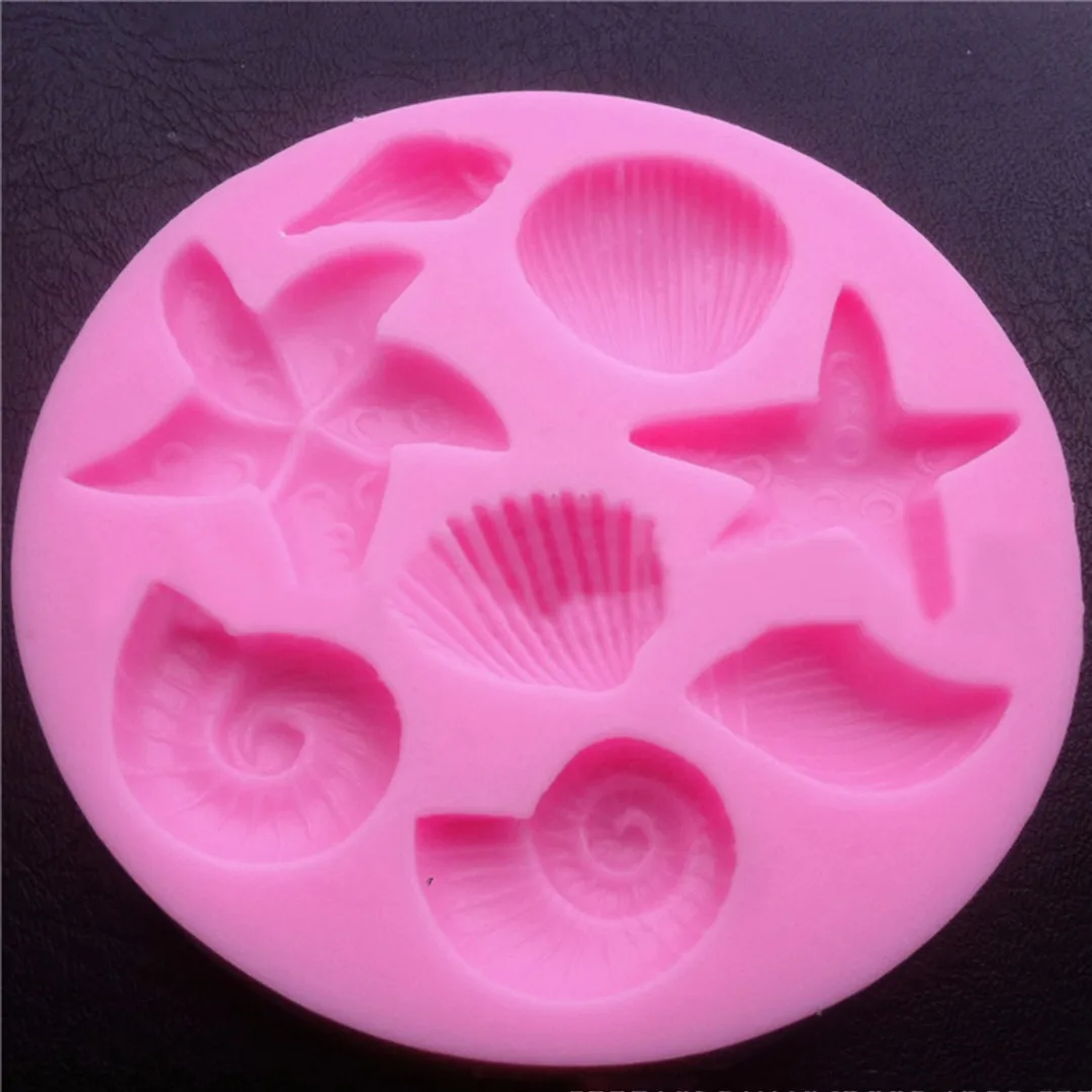 JX-LCLYL New Silicone Shellfish Starfish Shell Soap Cookie Candy Mold Mould Crafts DIY