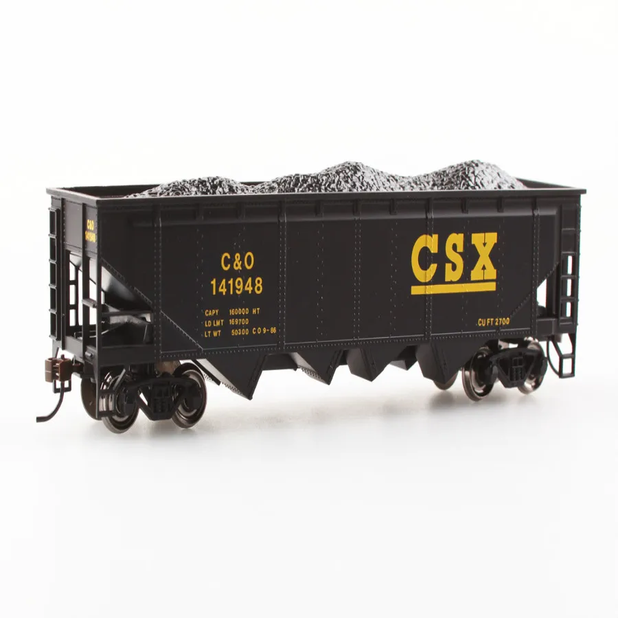 HO Series Simulation Metal Wheel 40 Feet Four Unloading Coal Hopper Car - CSX Train Model For Kids Toy