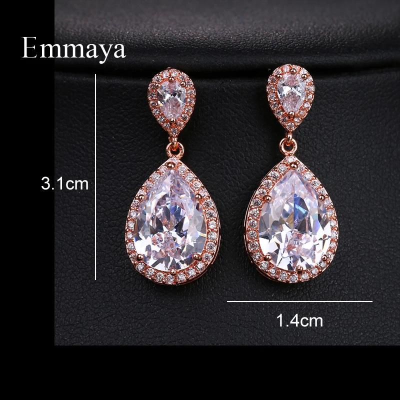 EMMAYA Delicate Cubic Zircon Teardrop Drop Earrings for Women Fashion Bridal Wedding Jewelry Gift Party