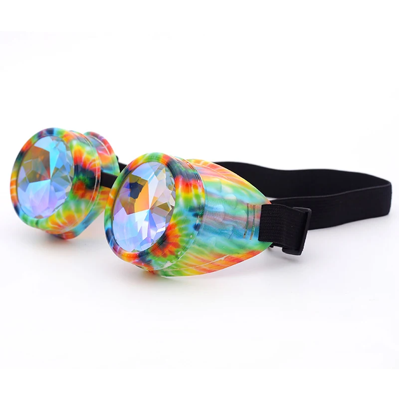 Hotselling Kaleidoscope Rainbow Crystal Lenses Steampunk Goggles EDM Glasses Gothic Cosplay Goggles Eyewear Vintage Halloween