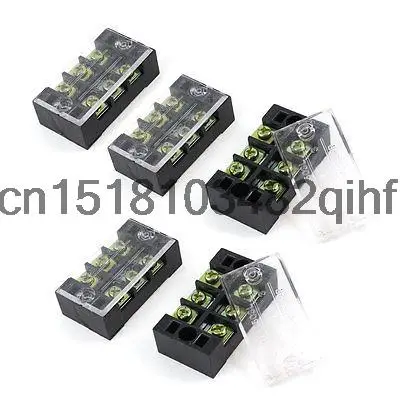 5 Pcs Dual Row 3P Screw Connector Electric Barrier Terminal Block Board 600V 25A