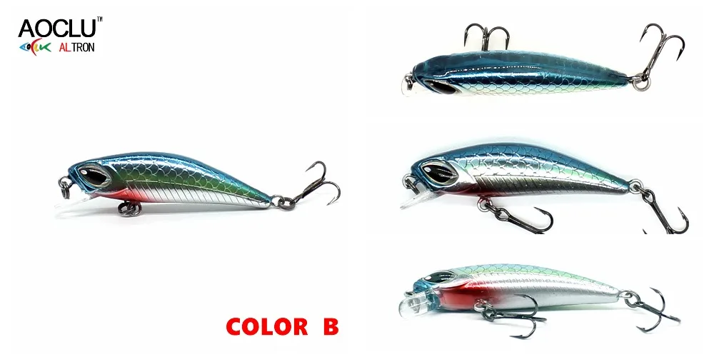 Aoclu-Sinking Minnow Angel rassel, Hart köder Wobbler Köder, Strand, Bass, Jack, Forelle, 14 # VMC Haken, Tauchen, 1,5 m, 45mm, 3,0g – Detail 12