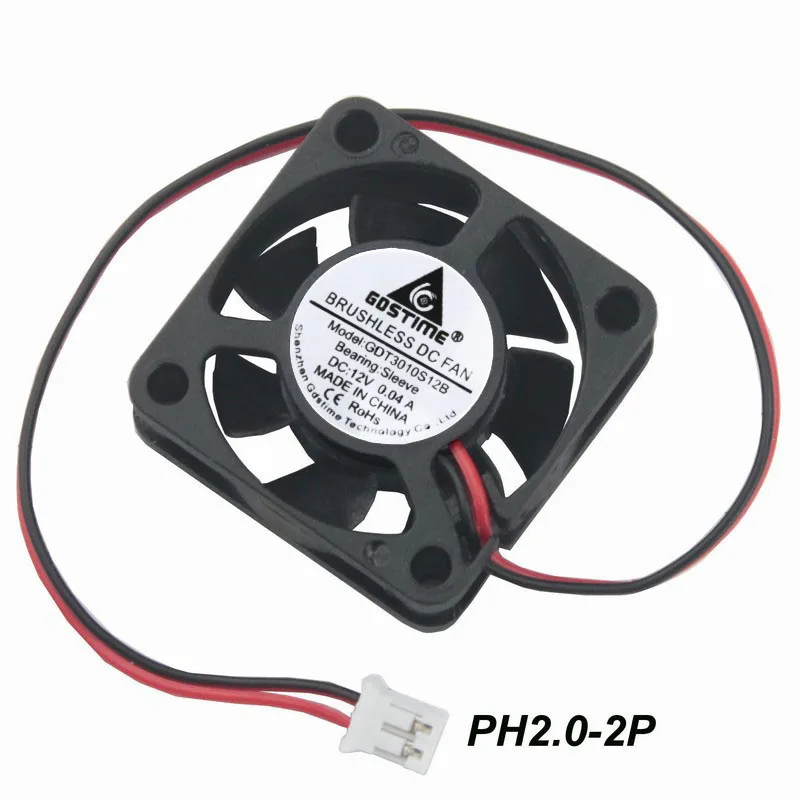 

Gdstime 10 Pcs 3cm 30mm x 10mm Cooling Brushless Fan 12V DC 2Pin 2.0 2 wire 30x30x10mm 7 Blades 3010 Cooler 7000RPM