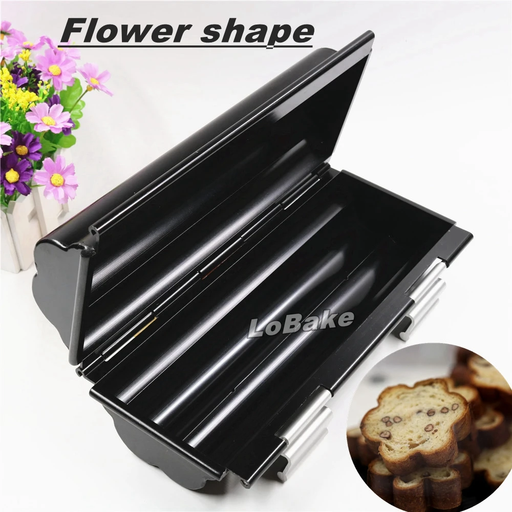 

New nonstick coating al. alloy hexapetalous flower shape long toast mold smooth wall metal cake mould bread maker for cake tools