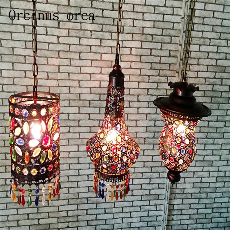 Southeast Asia Thai style color crystal chandelier Mediterranean Bohemia restaurant lights Postage free