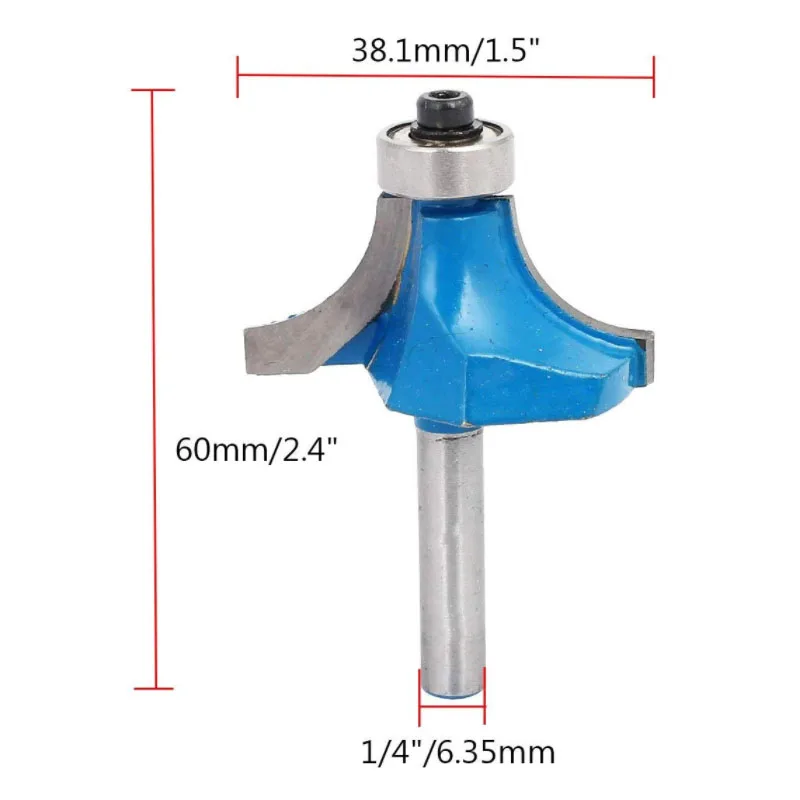 1/4-inch Shank 1-inch Cutting Dia Corner Edge-forming Round Router Bits with Ball Bearing Guide-Pack of 1 (1/4