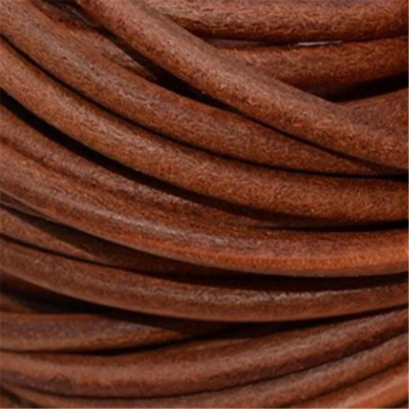 2m/lot 4mm 5mm 6mm 8mm Okrągła bransoletka z naturalnej skóry bydlęcej Naszyjnik Skórzany sznurek Diy Biżuteria