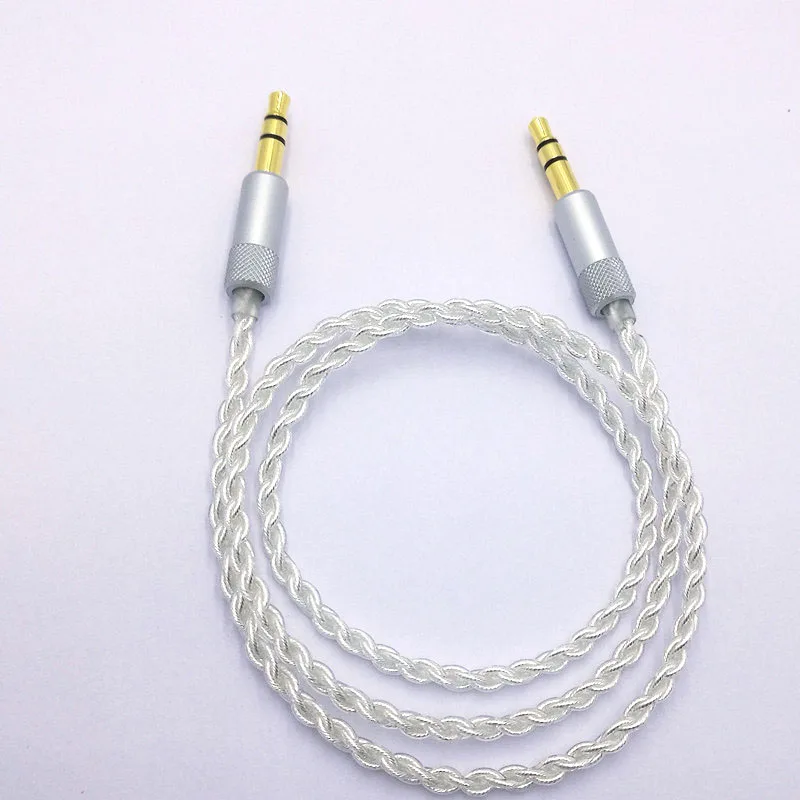 RY-A08 Silver plating Cable  Cable 3.5 mm Jack Speaker Cable for J BL Headphones Car X iaomi i phone7 O neplus 5t AUX Cord