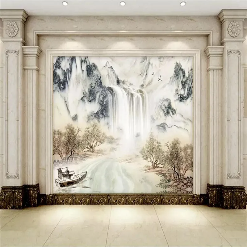 

Custom Mural Wallpaper Ink Water and Wealth Landscape Background Wall