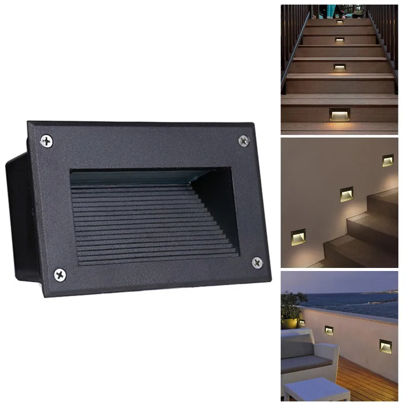 

LED Stair Light Wall Lamps 3W Embedded Garden Buried Footlights Recessed Step Aisle Light AC85-265V DC12V Villa Corner Lighting