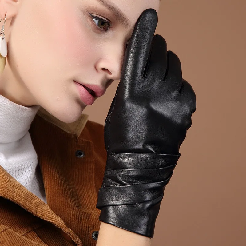 black-sheepskin-genuine-leather-five-finger-gloves-for-women-winter-thick-warm-fashionable-mittens-stylish-warmth