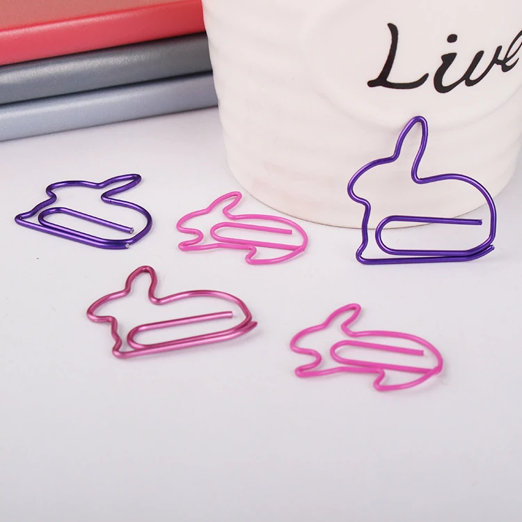 Purple Rabbit Paper clip cute office accessories metal Paper Needle Cute Hanger Metal Paper Clips Bookmark Paperclip Metal Clips