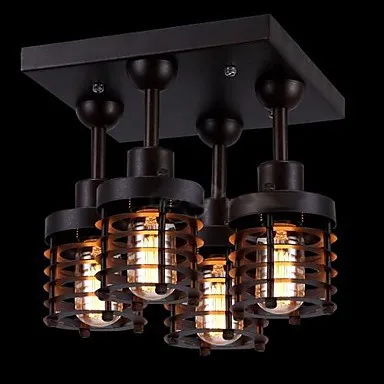 Loft Retro Style Edison Bulb Vintage Industrial Ceiling Light With 4 Lights Home Lighting Fixtures