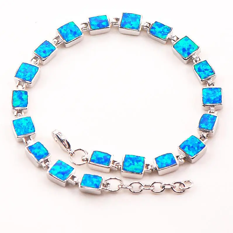 

Blue Fire Opal 925 Sterling Silver Bracelet P88 8" Free Ship High quantity Factory price Beautiful Jewelry For Men and Women