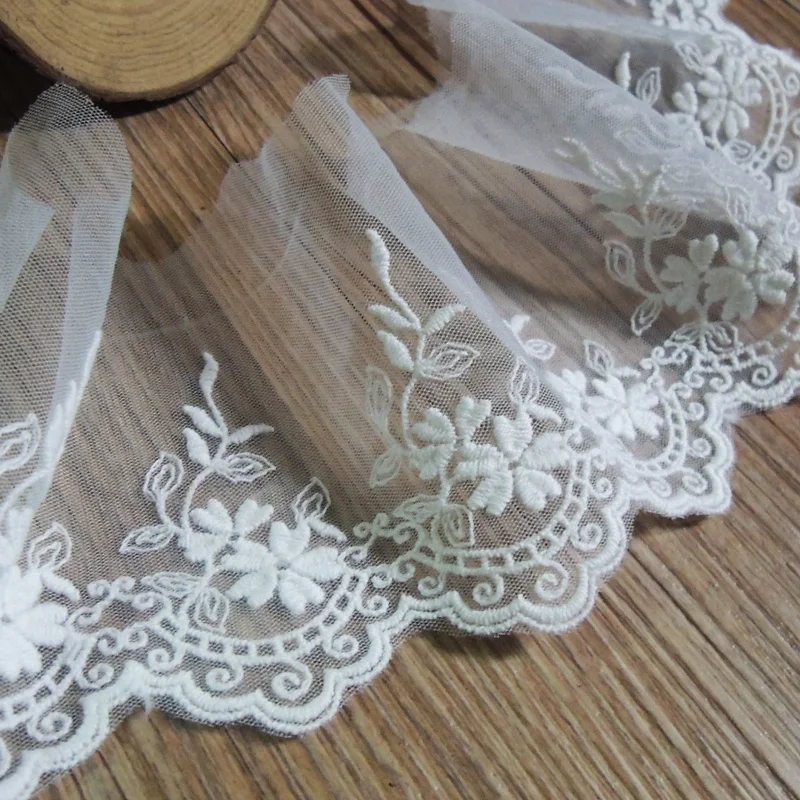 3 yard Gauze Embroidery Lace Lace Wedding Dress Clothing Decorative Curtain Material DIY Wide 8cm OK889